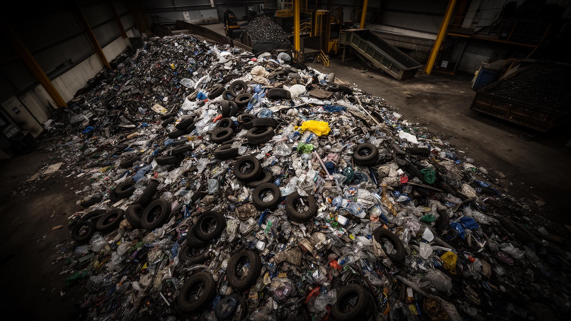 Mixed plastic and tyre waste